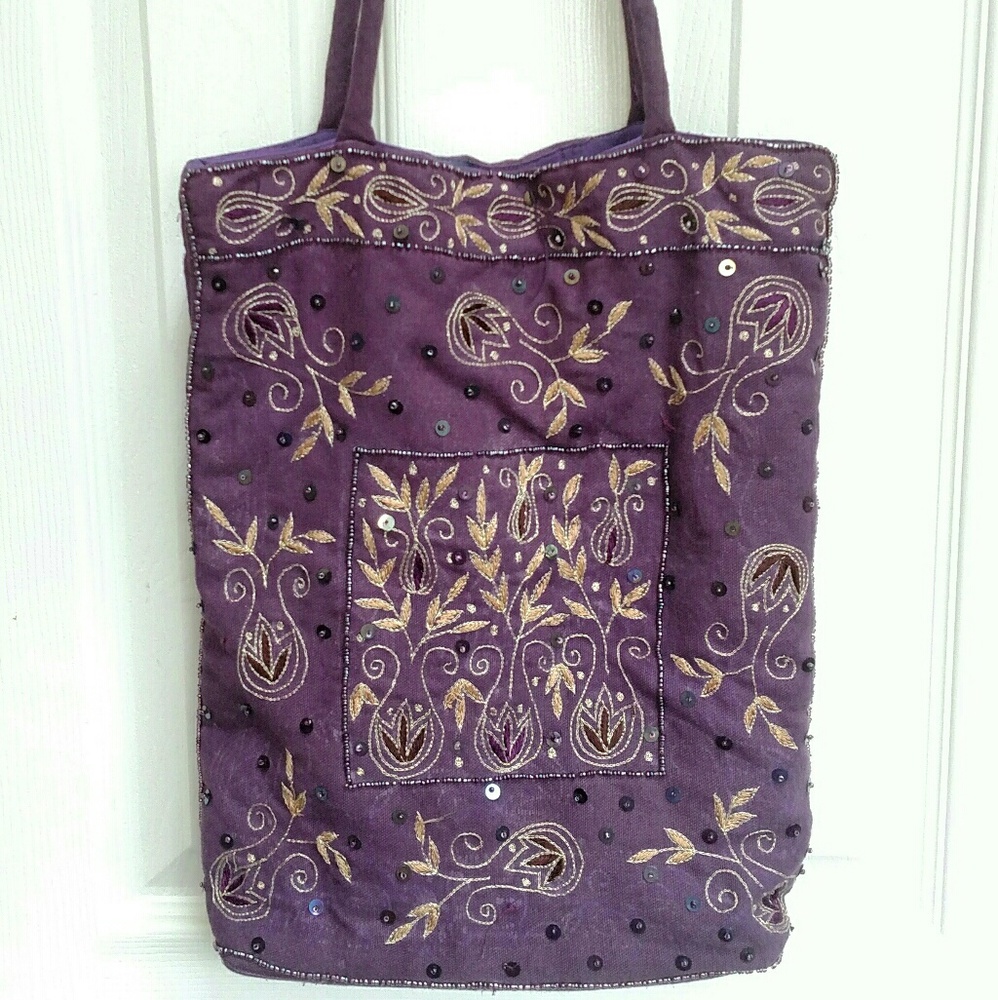 Purple Embroidered Hobo Bag EUC